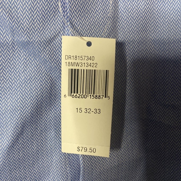 MICHAEL KORS - Men’s Dress Shirt - Chevron Light Blue & White - Size 15 neck - Picture 2 of 5